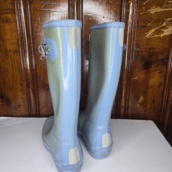 Opalescent PEARL MINT BLUE SPARKLY SIZE 3 GIRLS HUNTER BOOTS - Picture 3 of 7